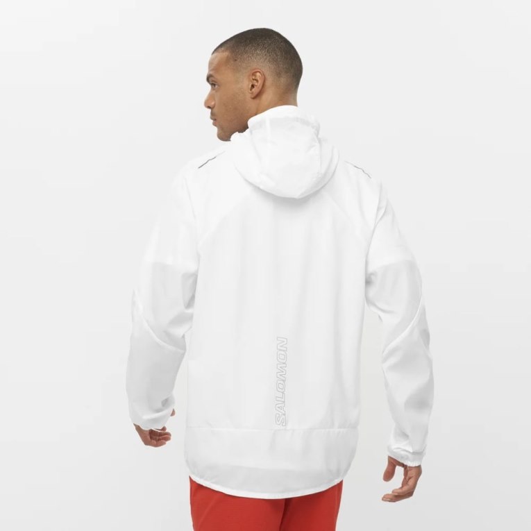 White Salomon Bonatti Cross Men's Windbreaker | PH 21085Q